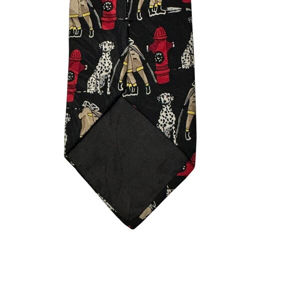 Ralph Marlin RM Style Firemen Dogs And Hydrants 1995 Vintage Novelty Necktie - Picture 6 of 7
